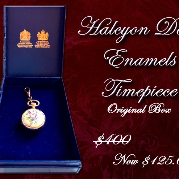 Halcyon Days Enamel Timepiece in Original Box - Picture 1 of 4